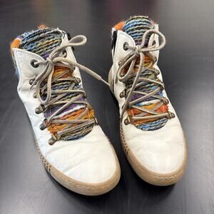 Josef Seibel Maren White/Multi Lace Up Ankle Boot Women's Size 37 Boho US 6-6.5